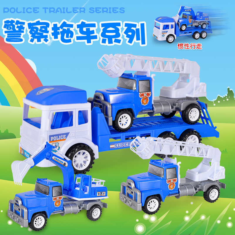 H777-2 Manual inertial engineering tow construction children's toy car Police inertial car Children's toy car model