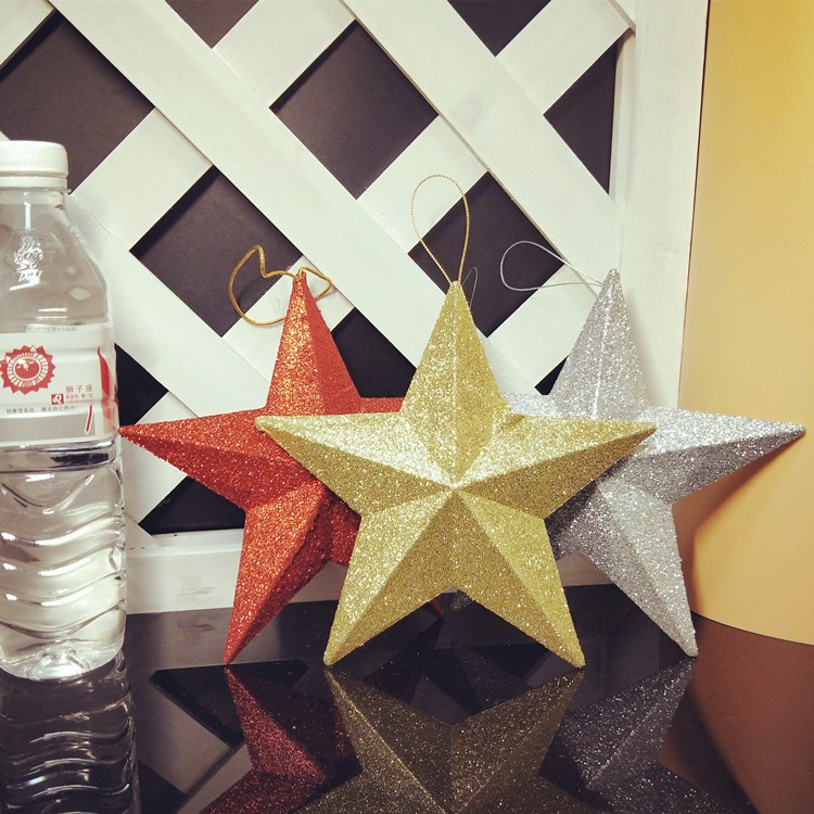 Christmas Decorations Golden Red Gold Pink Silver Pendant Star Pendant 61 Children's Festival Dance Performance Props Pentagram