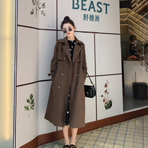 The wind coat woman with a long section 2022 Spring and autumn new Korean version Temperament English style Inn Wind Advanced senses a knee early spring coat