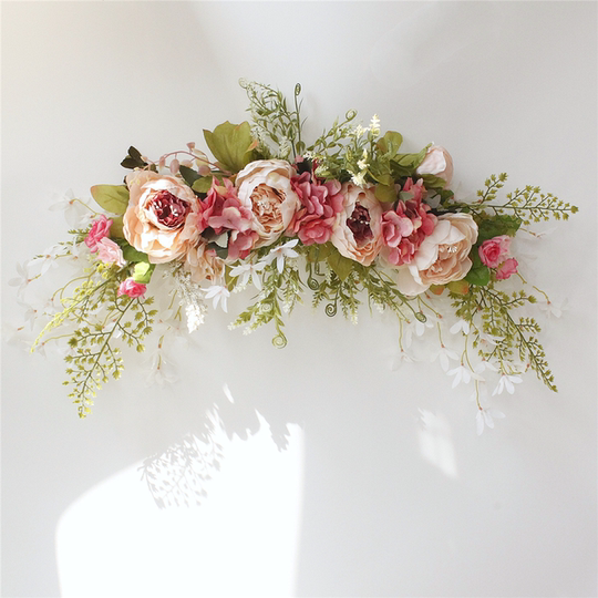 仿真花门楣花镜前花门饰墙饰婚礼迎宾牌拱花生日餐桌会议桌花婚车