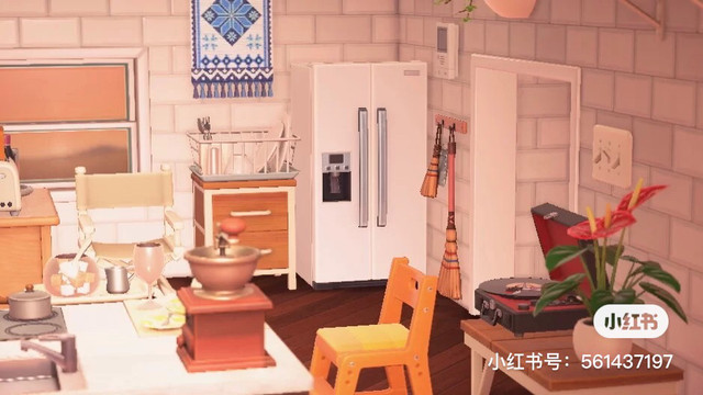 Animal Crossing: Friends White Kitchen Small Room Small Book Red Book ແບບດຽວກັນ Animal Crossing NS Island Plan