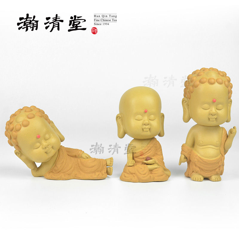 The Western Three Sages of Purple Aroma Tea pet Amitabha Avalokitesvara Bodhisattva and the young monk Tathagata for display