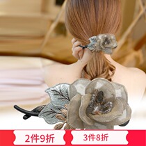 Korean version of fresh flowers twisted clip hairclip hair headwear ponytail clip Korean vertical clip Lady silk yarn flower accessories