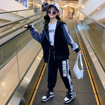 Girl Spring Clothing Casual Fashion Sportswear Suit 2022 New Great Child Children 13 Year Old Girl Foreign Spring Autumn Clothing