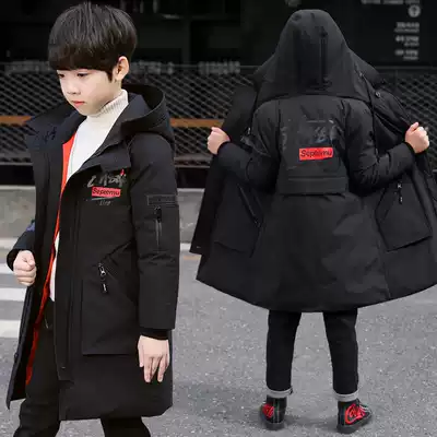 Boys' cotton-padded new winter padded medium-and long-term version 9 children's Korean version of Down padded jacket 13 big children's cotton-padded clothing 4-15 years old