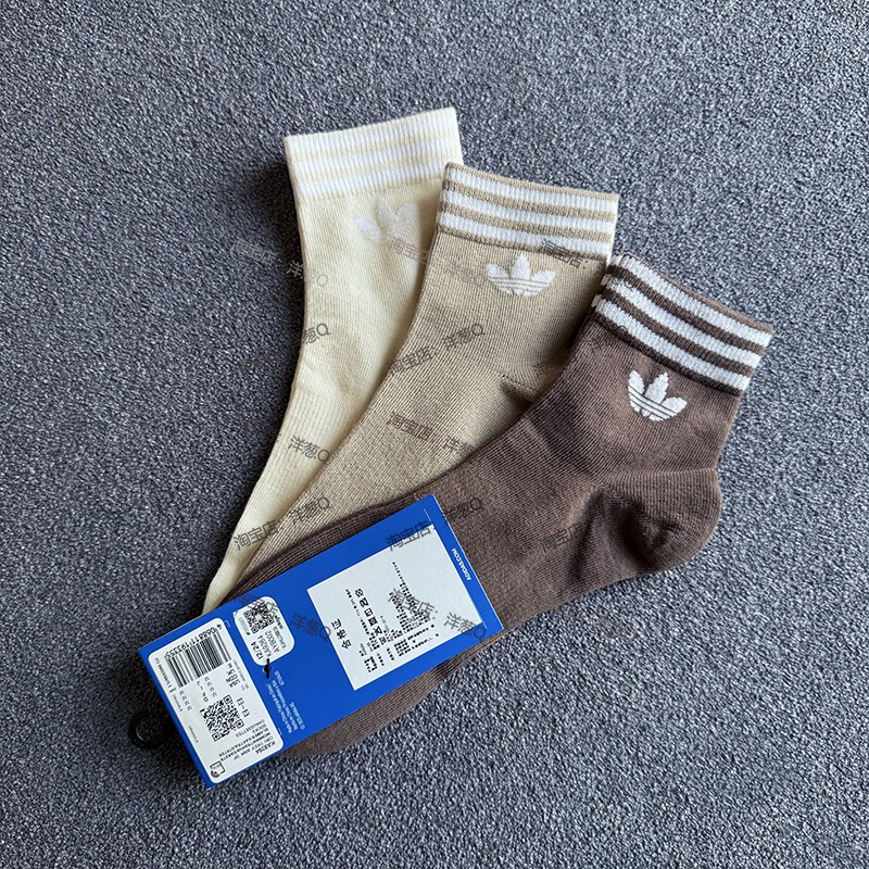 Adidas Adidas Trefoil Men's and Women's Cotton Socks, Summer Mid-Calf Socks, Authentic Sports Socks, Same Style as in Physical Stores