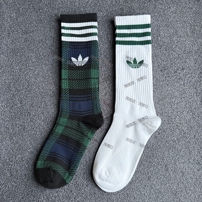 Adidas Clover Socks for Men and Women, Classic Scottish Plaid High Socks, Authentic Sports and Leisure Long Socks