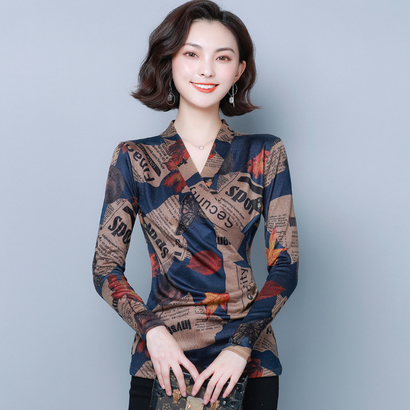 Autumn and winter national standard modern social dance autumn dress women cross top long sleeve Latin dance V-neck slim square dance costume