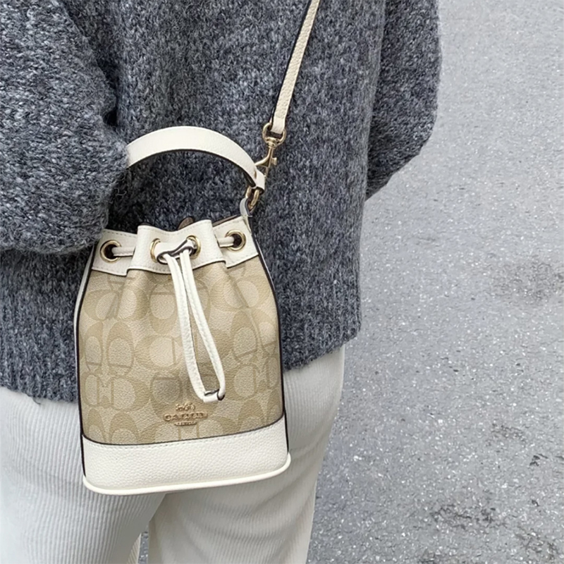 Authentic Designer Bags 2025 New Trendy Niche Versatile Printed Bucket Bag Genuine Leather Shoulder Crossbody Handbag