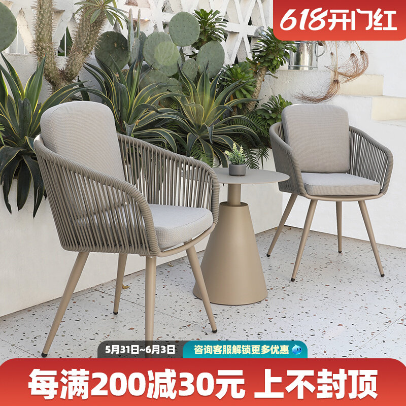 Outdoor balcony small tables and chairs three pieces of red creative villa outdoor terrace floating window leisure one table two chairs