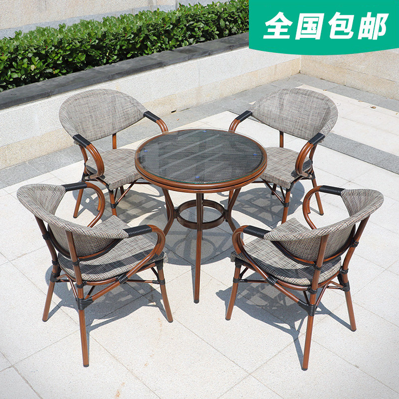 Outdoor Table And Chairs Patio Balcony Vines Chair Three Sets Outdoor Terrace Milk Tea Shop Coffee Hall Casual Chair Iron Art Table And Chairs