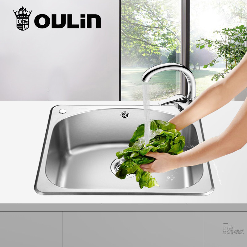 Orene Sink Single Sink Package 304 Stainless Steel Sink Package Kitchen Wash Vegetable Basin Wash pool