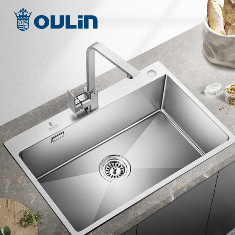 Olin sink handmade single sink 304 stainless steel thick table basin wash basin single sink kitchen wash basin under the counter basin