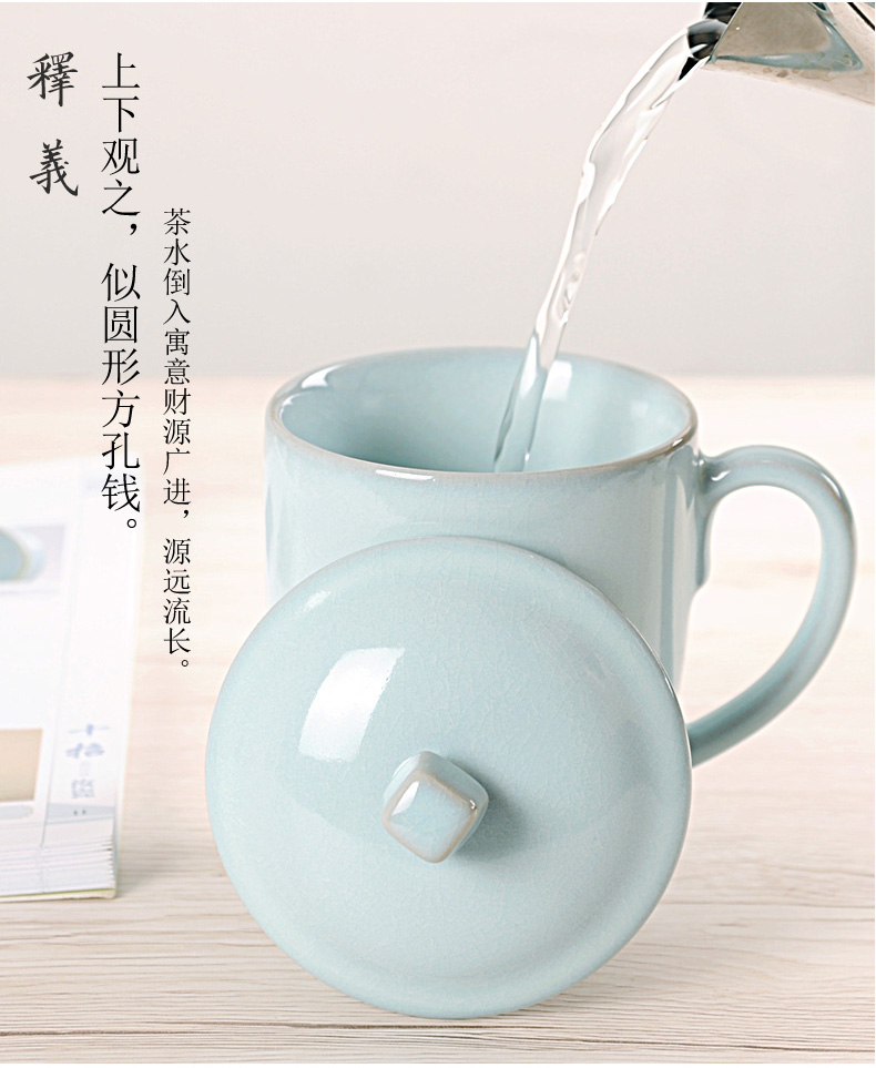 Your up glass ceramic tea cup of the porcelain office cup keller cup office male with cover Chinese gift boxes