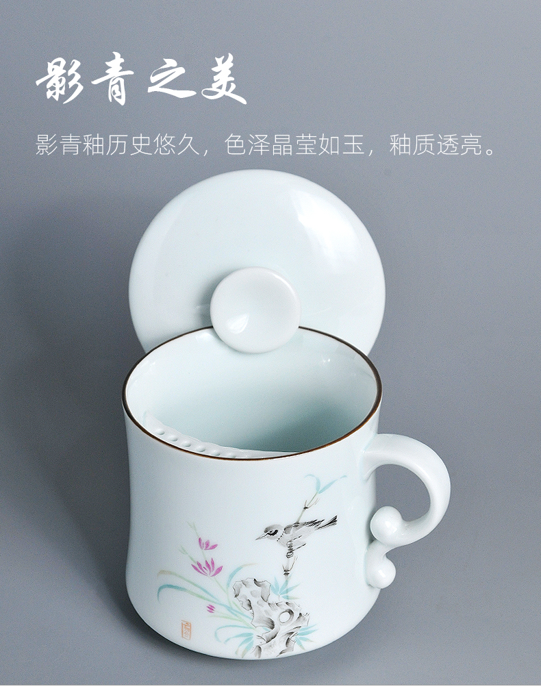 Jingdezhen ceramic tea cup ultimately responds a cup of office office tea cup mark cup with cover glass separation filter