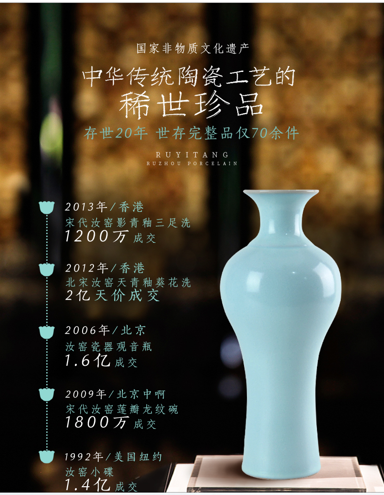 Ru Ru porcelain up vase sub contracted classic blue porcelain ceramic Chinese style household living room a study act the role ofing is tasted furnishing articles