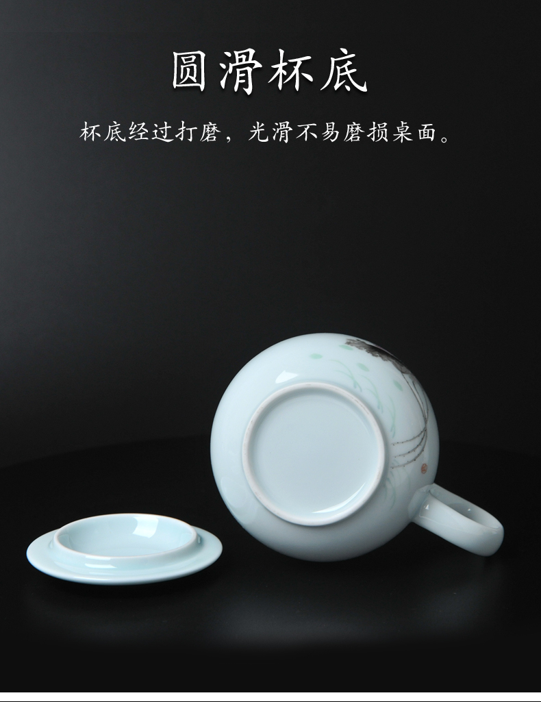 Jingdezhen ceramic cups with cover glass filter to ultimately responds a cup of tea cup keller female office separation