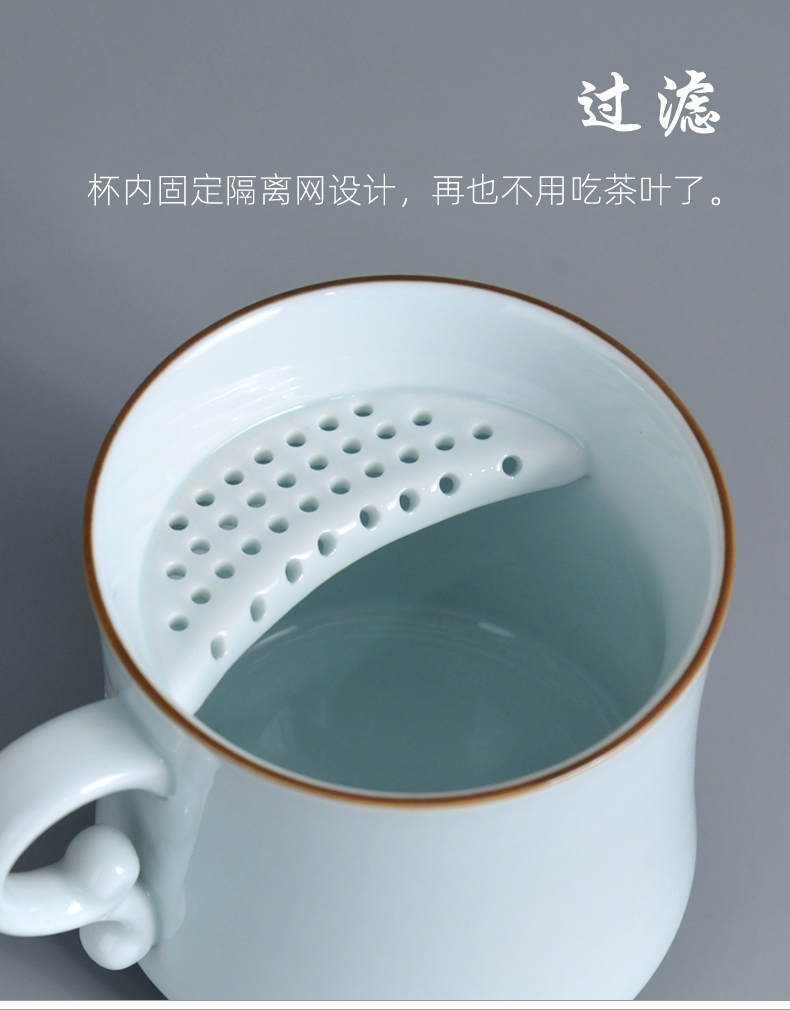 Jingdezhen ceramic tea cup ultimately responds a cup of office office tea cup mark cup with cover glass separation filter