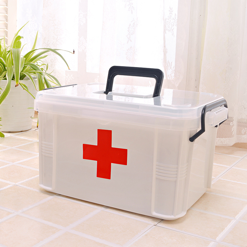 Medicine containing box plastic medicine box finishing storage Family special Number of home emergency box containing small hand medicine box