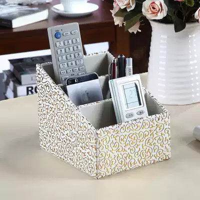 Decorated leather gold remote control storage box leather desktop finishing box small cosmetics storage box