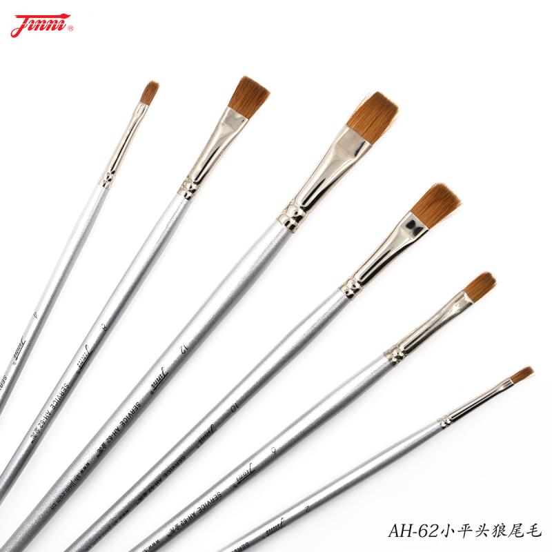Gold Clay AH-62] Wolf Tail Milli Flat Head Thin Type Long Rod Gouache Oil Brush Gold Clay Brush