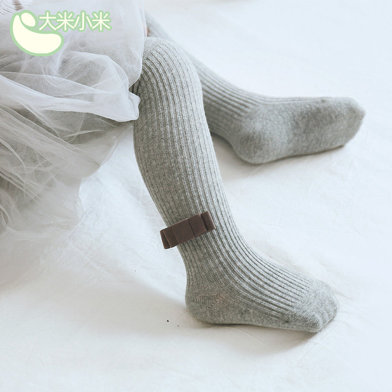 Baby tights spring and autumn plus file large pp bow inside pants Baby spring toddler girl children pants outside wear