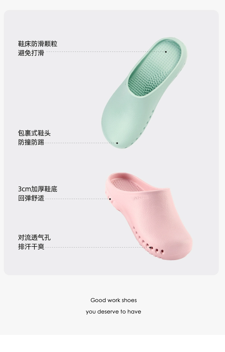 Annuo surgical shoes doctor nurse slippers laboratory slippers men and women clean room hospital toe shoes EVA anti-slip