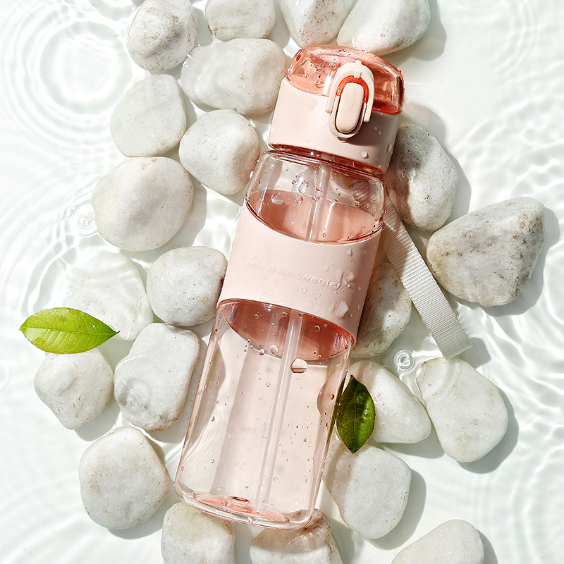 With straw water cup pregnant woman maternity special cup girl adult net red portable large capacity plastic sports kettle