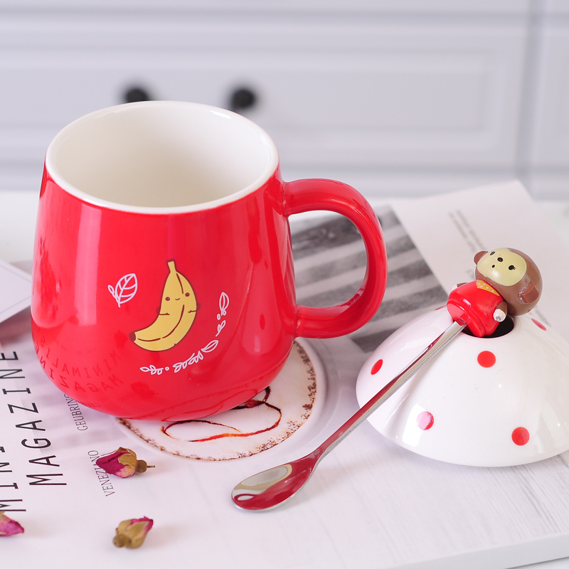 Office with cover spoon ultimately responds cup coffee cup express cartoon creative move trend couples ceramic mugs