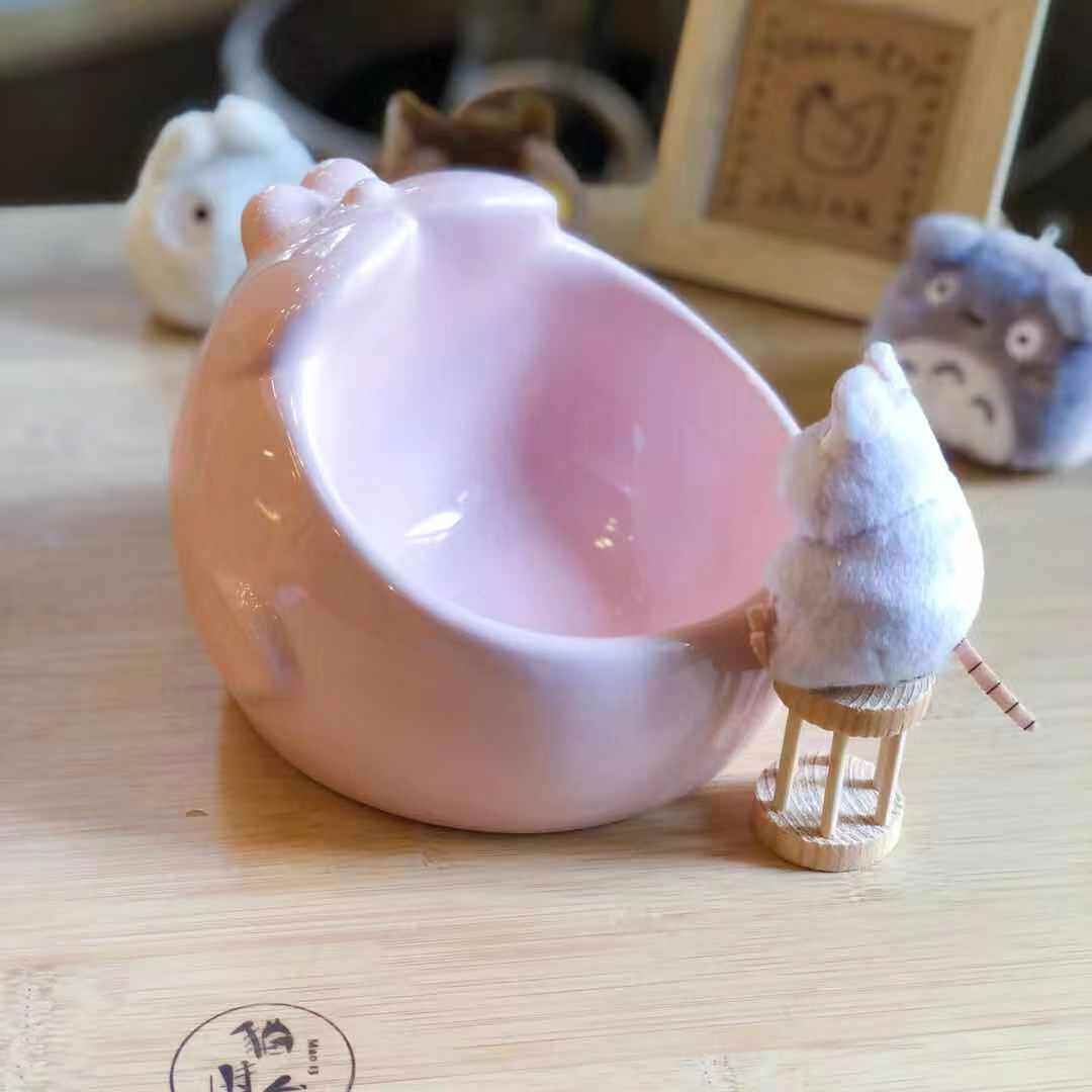 Cat Shisan brand new animal series ceramic chinchilla rabbit guinea pig food pot grass pot rice bowl easy to clean