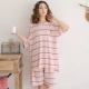 Áo cardigan size lớn cộng với bộ đồ ngủ nữ chất liệu cotton ngắn tay mùa hè 200 kg chẻ giữa và bà già gầy - Pyjama