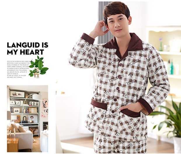 Cotton cotton áo khoác cotton mùa thu và đồ ngủ mùa đông cotton dài tay dày ấm siêu lớn kích thước phù hợp với dịch vụ nhà nam áo khoác bomber nam