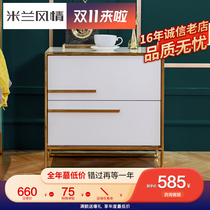 Post-modern light luxury stainless steel iron simple modern bedroom metal foot paint bedside table locker