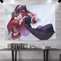 Cartoon Cartoon Character Treasure Bell Marlene Virtual Anchor Background Cloth Student Dormitory Decoration Wall Fabric Red Hanging Cloth