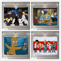 Cartoon Simpson family of hanging students Dormitory Bar Net Red Studio Shooting Live Wall Decoration Background Painting
