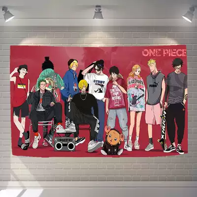 Customizable One Piece hanging cloth ins student dormitory background wall cloth Japanese classic animation movie poster hanging flag