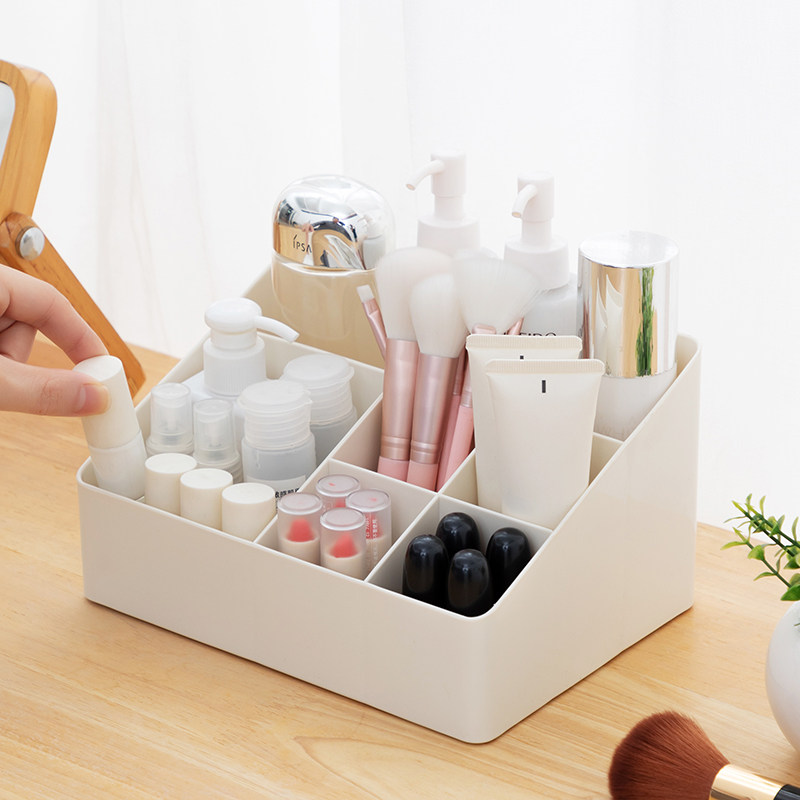 Creative multi-grid storage box Desktop plastic cosmetics put debris Office desk shelf Dormitory simple storage box