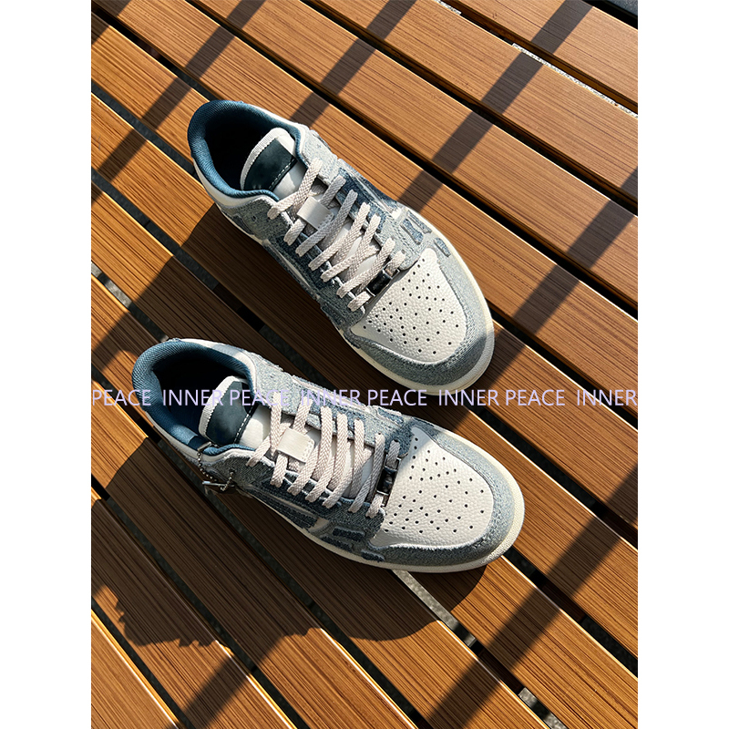 【Inner】Correct Version of the Bone Shoes Worn by Wang Yibo and Yang Mi, Same Style Skateboard Shoes, Black with Fine Glitter, Denim Blue Sneakers