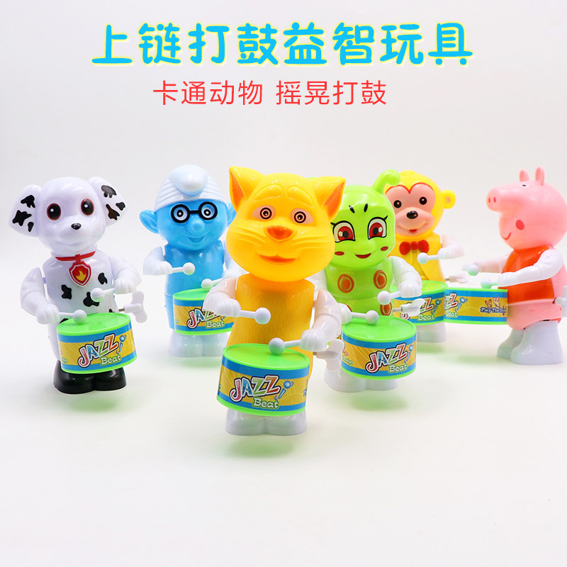 Hot Sell Children's Puzzle Toys With Clockwork Toys Beat Drum Powder Small Pig Children Holiday Gifts Ground to Stall Toys