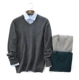 Tốt lời nói tự làm! Cảm thấy như cashmere ~ đơn giản quý ông hoang dã dày v-cổ ấm áo len nam
