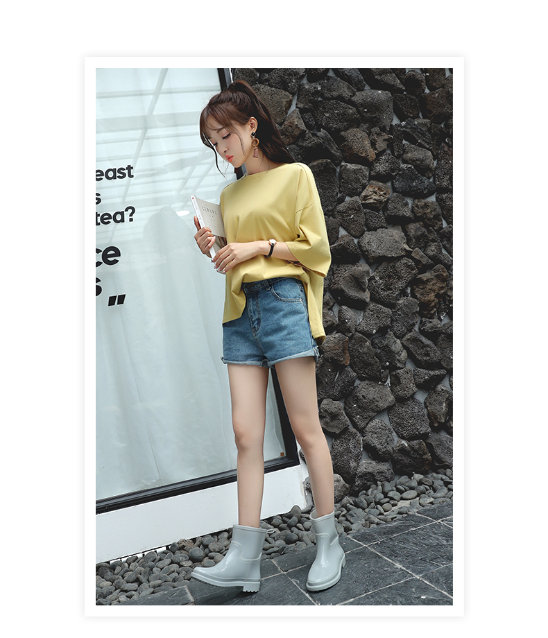 M + mùa thu và mùa đông mới đi mưa ủng Martin mưa giày người lớn giày cao su giày cao gót bộ giày chống trượt thời trang thấp để giúp giày ống ngắn nữ mưa giày đi mưa cao cấp