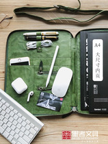 Ink produced large EDC multi-function storage bag shoulder Hand bag Italian first layer cowhide travel bag detachable card clip pen storage multi-compartment storage backpack bag