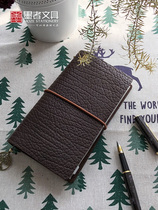 Ink texture series loose-leaf hand account book TN cowhide hand book thick texture Handbook simple literary diary free custom English bookmarks with notebook gift