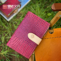 Ink produced leather crocodile loose leaf hand account six-hole inner page metal clip loose-leaf book cowhide hand-made Rose Red pink gift packaging gift for teacher to send leader birthday