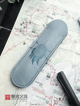 Ink new product pen bag Indian style cowhide pen case pen holder pen case box leather pen case simple pen bag manual creative thick pen cover fog wax blue thin pen bag
