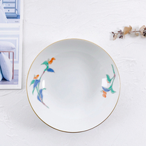 Domestic spot Fukagawa Japanese-made plant pattern round deep dish tableware tray 16cm