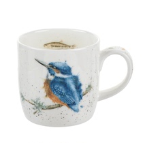 Royal Worcester UK Blue Kingfisher Fish Pattern White Cup 310ml