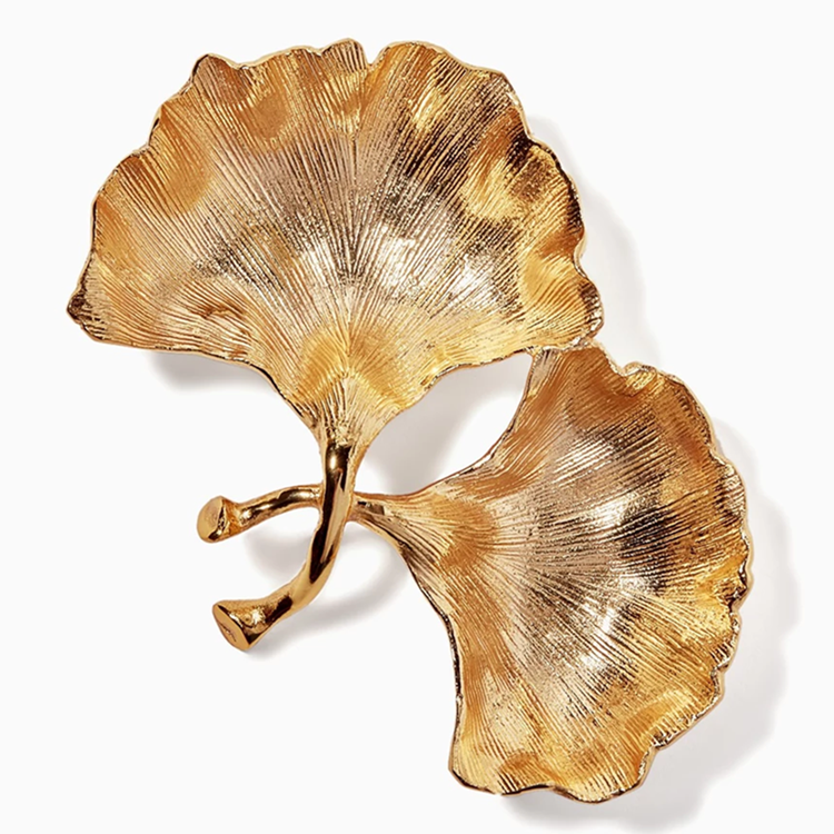 Domestic spot Michael Aram handmade gold leaf series Double Ginkgo Leaf shaped fruit tray