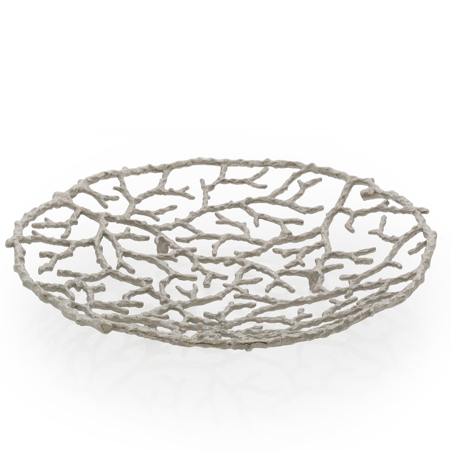 Michael Aram Handmade Marine Series Silver Hollowed-out Fruits Pan Fruit Basket Nickel Plated Enamel 45 7cm