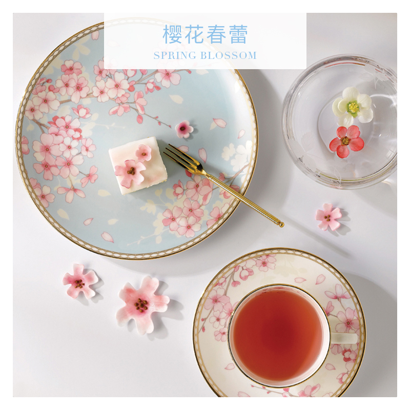 WEDGWOOD waterford WEDGWOOD cherry blossom put spring buds flower ipads porcelain teacup saucer European coffee cup gift box